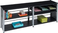 Safco 1600BL Scoot Credenza, Perforated steel with steel tube construction, Scoot collection, 0.75" Laminate top size, 70 Lbs Shelf Weight Capacity, Comes with 4 shelves, two on each side, 25" H x 72" W x 15.5" D Overall, Black Finish,  UPC 073555160024 (1600BL 1600-BL 1600 BL SAFCO1600BL SAFCO-1600BL SAFCO 1600BL)  