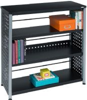 Safco 1602BL Scoot™ Bookcase-3 Shelf, Perforated steel with eye-catching pattern,3 Number of Shelving, 70 Lbs Shelf Weight Capacity, 0.75'' Laminate top, Laminated top made of 3/4" particleboard, Powder-coated finish, Stabilizing feet with adjustable floor levelers, Adjustable-height back-rail book stop, 36" H x 36" W x 15.5" D Overall, UPC 073555160222  (1602BL 1602-BL 1602 BL SAFCO1602BL SAFCO-1602BL SAFCO 1602BL) 
