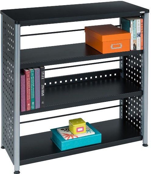 Safco 1602BL Scoot Bookcase-3 Shelf, Perforated steel with eye-catching pattern,3 Number of Shelving, 70 Lbs Shelf Weight Capacity, 0.75'' Laminate top, Laminated top made of 3/4