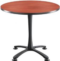 Safco 2472CYBL Cha-Cha Sitting-Height X-Base Round Table, 1" Worksurface Height, 36" W x 36" DTop Dimensions, X-shaped base, Leg levelers, Steel base, Powder coat finish, Rounded tabletop, Standard sitting height, 3mm vinyl t-molded edging, UPC 073555247213, Cherry Tabletop and black base Finish (2472CYBL 2472-CYBL 2472 CYBL SAFCO2472CYBL SAFCO-2472-CYBL SAFCO 2472 CYBL) 