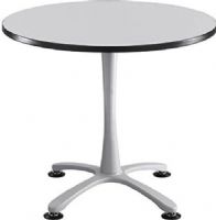 Safco 2472GRSL Cha-Cha Sitting-Height X-Base Round Table, 1" Worksurface Height, 36" W x 36" DTop Dimensions, X-shaped base, Leg levelers, Steel base, Powder coat finish, Rounded tabletop, Standard sitting height, 3mm vinyl t-molded edging, UPC 073555247251, Gray Tabletop and silver base Finish (2472GRSL 2472-GRSL 2472 GRSL SAFCO2472GRSL SAFCO-2472-GRSL SAFCO 2472 GRSL) 