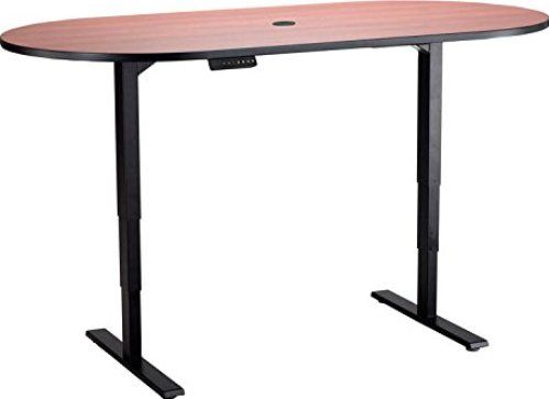 Safco 2544CYBL Electric Height-Adjustable Teaming Table, Racetrack, 72