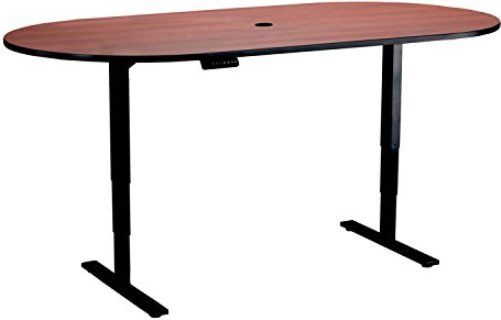 Safco 2547CYBL Electric Height-Adjustable Teaming Table, Racetrack, Bistro-height, Racetrack tabletop - 84
