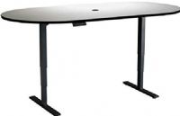 Safco 2547GRBL Electric Height-Adjustable Teaming Table, Racetrack, Bistro-height, Racetrack tabletop - 84" x 42", Rated up to 350 lbs, 42.50" W x 27.50" D x 23.75" H Base Dimensions, 1" High Pressure Laminate Top Material Thickness, All tops have 1-inch, high-pressure laminate with 3mm vinyl t-molded edging, UPC 073555254723, Black base, Gray top Finish (2547GRBL SAFCO2547GRBL) 