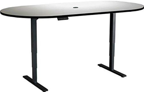 Safco 2547GRBL Electric Height-Adjustable Teaming Table, Racetrack, Bistro-height, Racetrack tabletop - 84