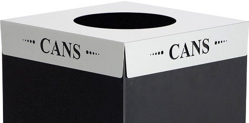 Safco 2990CZ Square-Fecta Cans Lid, Silver, Laser cut inscriptions, Only for use with Safco Public Square bases, please order both, Compatible with all colors of 2981 26