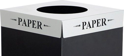 Safco 2990PA Square-Fecta Paper Lid, Silver, Laser cut inscriptions, Only for use with Safco Public Square bases, please order both, Compatible with all colors of 2981 26