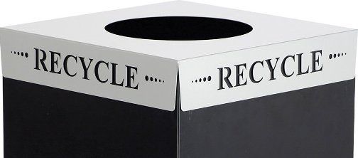 Safco 2990RE Square-Fecta Recycle Lid, Silver, Laser cut inscriptions, Only for use with Safco Public Square bases, please order both, Compatible with all colors of 2981 26