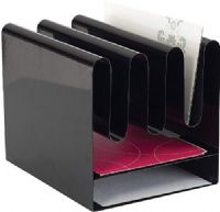 Safco 3223BL Wave Desk Accessory - Desktop File Organizer with 7 Vertical Sections & Letter-Size Paper Tray, Durable, powder coat steel, Magnetic surface for mounting notes and reminders, Waves aid in separating contents for rapid file location, 12" - 12" Adjustability - Depth, 11.50" - 11.50" Adjustability - Height , 10" - 10" Adjustability - Width, Black Finish, UPC 073555322323 (3223BL 3223-BL 3223 BL SAFCO3223BL SAFCO-3223-BL SAFCO 3223 BL) 