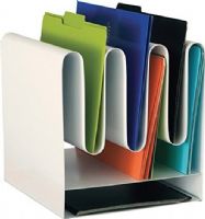 Safco 3223WH Wave Desk Accessory - Desktop File Organizer with 7 Vertical Sections & Letter-Size Paper Tray, Durable, powder coat steel, Magnetic surface for mounting notes and reminders, Waves aid in separating contents for rapid file location, 12" - 12" Adjustability - Depth, 11.50" - 11.50" Adjustability - Height , 10" - 10" Adjustability - Width, Black Finish, UPC 073555322392 (3223WH 3223-WH 3223 WH  SAFCO3223WH SAFCO-3223-WH SAFCO 3223 WH) 