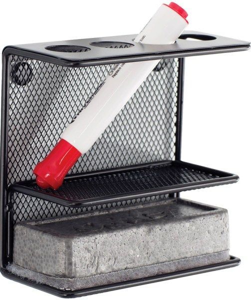 Safco 3611BL Onyx Mesh Marker Holder with Shelf, Four stand-up marker holders, 2.50