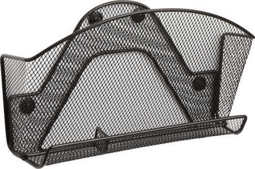 Safco 4180BL Onyx Magnetic Mesh File Pocket with Accessory Organizer, With or without accessory organizer, Four heavy-duty magnets, Easily mounts on non-fabric covered surfaces, Can be installed with steel point fasteners, Fits letter-size files, 1.5 lbs capacity, Steel mesh construction, Durable powder coat finish, Set of 6, UPC 073555418026 (4180BL 4180-BL 4180 BL SAFCO4180BL SAFCO-4180-BL SAFCO 4180 BL)