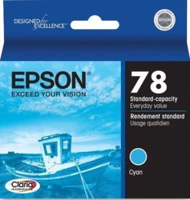 Epson T078220 Color Ink Cartridge, Print cartridge Consumable Type, Ink-jet Printing Technology, Cyan Color, Epson Claria Ink Cartridge Features, New Genuine Original OEM Epson, For use with Epson Stylus Photo R260, R380, R280, RX580, RX595 & RX680 (T078220 T078-220 T078 220 T-078220 T 078220)