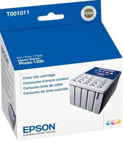 Epson T001011 Color Ink Cartridge, Inkjet Print Technology, 330 Pages Duty Cycle, 15% Print Coverage, New Genuine Original OEM Epson, Light Cyan, Light Magenta, Magenta, Cyan and Yellow Print Color, For use with EPSON Stylus Photo 1200 (T001011 T001 011 T001-011 T-001011 T 001011)