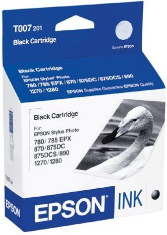 Epson T007201 Black Ink Cartridge for use with the Stylus Color 870, 875DC and 1270 inkjet printers, Genuine Original OEM Epson (T007201, T00-7201)
