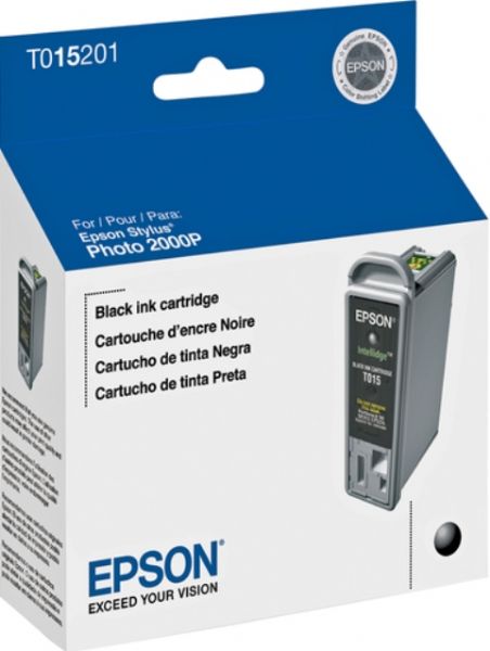 Epson T015201 Color Ink Cartridge, Inkjet Print Technology, Black Print Color, 250 Pages Duty Cycle, 5% Print Coverage, For use with EPSON Stylus Photo 2000 and EPSON Stylus Photo 2000P (T015201 T015-201 T015 201 T-015201 T 015201)