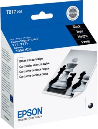 Epson T017201 Black Ink Cartridge for use with Stylus 1000 ICS All-in-One Printer, Stylus Color 777 and Stylus Color 777i Inkjet Printers, New Genuine Original OEM Epson Brand, UPC 010343832299 (T01-7201 T017-201 T-017201)
