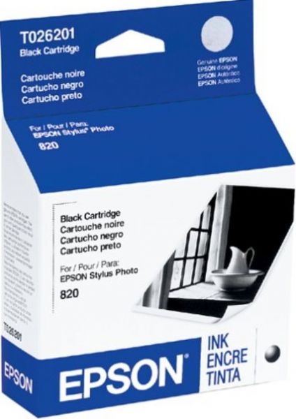 Epson T026201 Black Ink Cartridge, Inkjet Print Technology, Black Print Color, 500 Pages Duty Cycle, New Genuine Original OEM Epson, For use with EPSON Stylus Photo 925 and Epson Stylus Photo 820 (T026201 T026-201 T026 201 T-026201 T 026201)