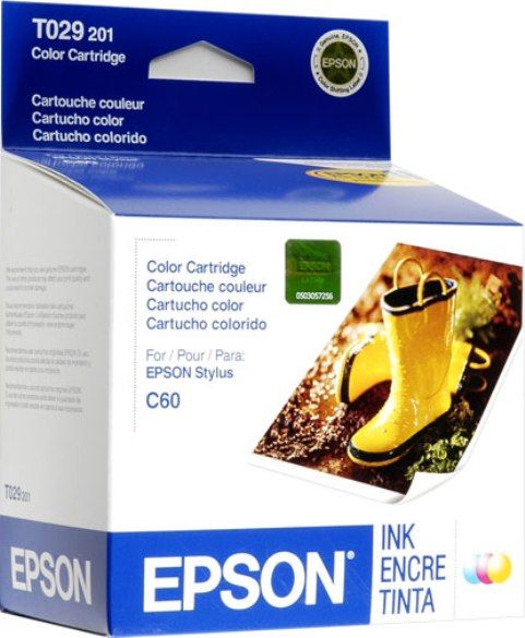 Epson T029201 Tri-color Ink Cartridge, Inkjet Print Technology, Magenta, Cyan and Yellow Print Color, 300 Pages Duty Cycle, 15% Print Coverage, New Genuine Original OEM Epson, For use with EPSON Stylus C60 and EPSON Stylus C60 for the Compaq iPAQ Home Internet Appliance (T029201 T029-201 T029 201 T-029201 T 029201)