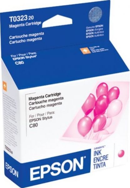 Epson T032320 Ink Cartridge, Magenta Print Color, 420 Pages Duty Cycle, 5% Print Coverage, New Genuine Original OEM Epson, For use with EPSON Stylus C80, EPSON Stylus C80N and EPSON Stylus C80WN wireless network (T032320 T032-320 T032 320 T-032320 T 032320)