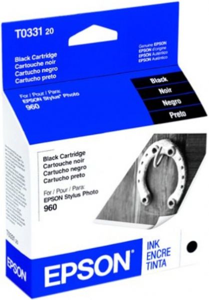 Epson T033120 Ink Cartridge, Inkjet Print Technology, Black Print Color, 440 Pages Duty Cycle, 5% Print Coverage, New Genuine Original OEM Epson, For use with EPSON Stylus Photo 960 (T033120 T033-120 T033 120 T-033120 T 033120)