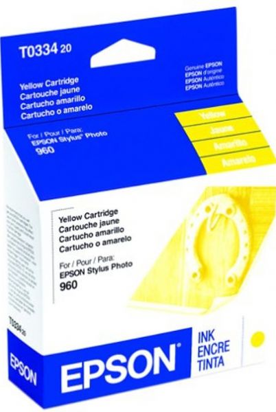 Epson T033420 Ink Cartridge, Inkjet Print Technology, Yellow Print Color, 440 Pages Duty Cycle, 5% Print Coverage, New Genuine Original OEM Epson, For use with EPSON Stylus Photo 960 (T033420 T033-420 T033 420 T-033420 T 033420)
