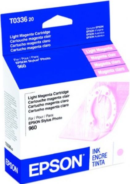 Epson T033620 Ink Cartridge, Inkjet Print Technology, Light Magenta Print Color, 440 Pages Duty Cycle, 5% Print Coverage, New Genuine Original OEM Epson, For use with EPSON Stylus Photo 960 (T033620 T033-620 T033 620 T-033620 T 033620)
