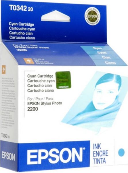 Epson T034220 Ink Cartridge, Inkjet Print Technology, Cyan Print Color, 440 Pages Duty Cycle, 5% Print Coverage, New Genuine Original OEM Epson, For use with EPSON Stylus Photo 2200 (T034220 T034 220 T034-220 T 034220 T-034220)