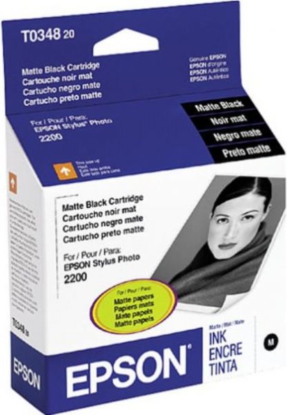 Epson T034820 Ink Cartridge, Inkjet Print Technology, Matte Black Print Color, 440 Pages Duty Cycle, 5% Print Coverage, New Genuine Original OEM Epson, For use with EPSON Stylus Photo 2200, UPC 010343841093, 0.2 lbs (T034820 T034-820 T034 820 T 034820 T-034820)