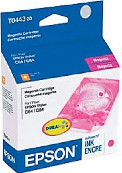 Epson T044320 Durabrite Ultra Ink Cartridges, Inkjet Print Technology, Magenta Print Color, 400 Pages Duty Cycle, For use with Epson Stylus C64, Epson Stylus C84, Epson Stylus CX4600, Epson Stylus CX6600, Epson Stylus C66 and Epson Stylus C86, New Genuine Original OEM Epson, UPC 010343846890 (T044320 T-044320 T 044320 T044-320 T044 320)