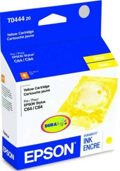 Epson T044420 Durabrite Ultra Ink Cartridges, Inkjet Print Technology, Yellow Print Color, 400 Pages Duty Cycle, For use with Epson Stylus C64, Epson Stylus C84, Epson Stylus CX4600, Epson Stylus CX6600, Epson Stylus C66 and Epson Stylus C86, New Genuine Original OEM Epson, UPC 010343846906 (T044420 T044-420 T044 420 T-044420 T 044420)