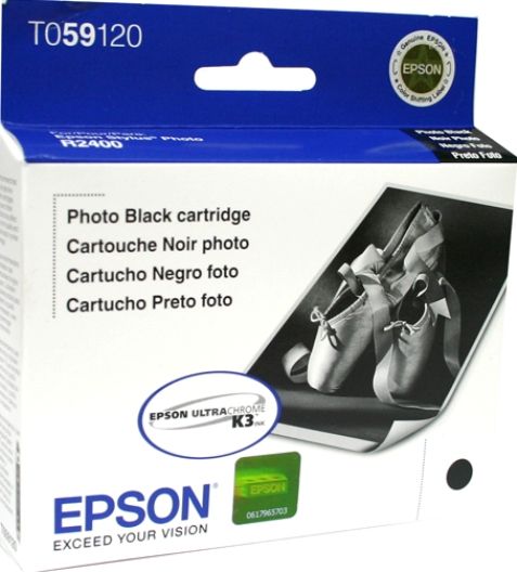 Epson T059120 Ink Cartridge, Inkjet Print Technology, Photo Black Print Color, 450 Pages Duty Cycle, 5% Print Coverage, New Genuine Original OEM Epson, For use with Epson Stylus Photo R2400 (T059120 T059-120 T059 120 T-059120 T 059120)