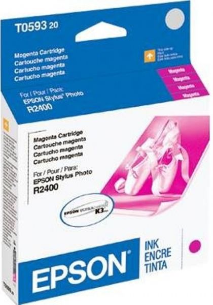 Epson T059320 Ink Cartridge, Inkjet Print Technology, Magenta Print Color, 450 Pages Duty Cycle, 5% Print Coverage, New Genuine Original OEM Epson, For use with Epson Stylus Photo R2400 Printer (T059320 T059-320 T059 320 T-059320 T 059320)