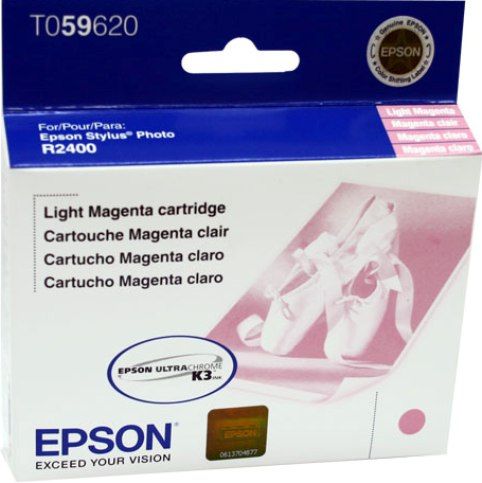 Epson T059620 Ink Cartridge, Inkjet Print Technology, Light Magenta Print Color, 450 Pages Duty Cycle, 5% Print Coverage, New Genuine Original OEM Epson, For use with Epson Stylus Photo R2400 Printer (T059620 T059-620 T059 620 T-059620 T 059620)