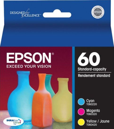 Epson T060520 DURABrite Ultra Ink tank, Inkjet Print Technology, Yellow, cyan, magenta Print Color, 400 Pages Duty Cycle, 5% Print Coverage, Pigmented Ink Type, New Genuine Original OEM Epson, For use with Epson Stylus CX3800, CX3810, CX4200, CX4800, CX5800F, CX7800, C68, C88 and C88+ (T060520 T060-520 T060 520 T-060520 T 060520)