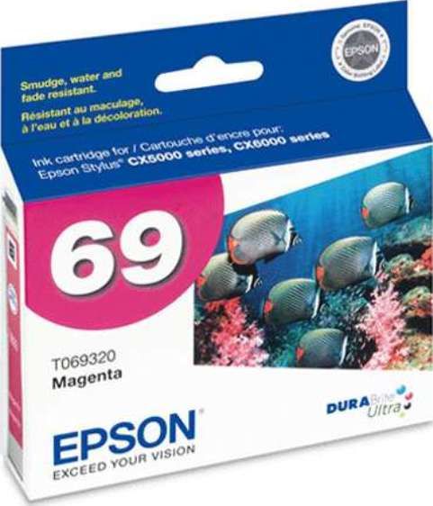 Epson T069320 Durabrite Ultra Ink Inkjet Cartridge, Ink-jet Printing Technology, Magenta Color, New Genuine Original OEM Epson, Epson DURABrite Ultra Cartridge Features, For use with Epson Stylus Cx5000 Printer and Epson Stylus Cx6000 Printer (T069320 T069 320 T069-320 T 069320 T-069320)