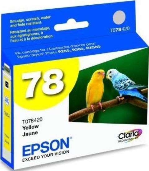 Epson T078420 Color Ink Cartridge, Print cartridge Consumable Type, Ink-jet Printing Technology, Yellow Color, Epson Claria Ink Cartridge Features, New Genuine Original OEM Epson, For use with Epson Stylus Photo R260, R380, R280, RX580, RX595 & RX680 (T078420 T078-420 T078 420 T-078420 T 078420)