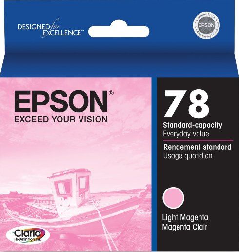 Epson T078620 Color Ink Cartridge, Print cartridge Consumable Type, Ink-jet Printing Technology, Light Magenta Color, Epson Claria Ink Cartridge Features, For use with Epson Stylus Photo R260, R380, R280, RX580, RX595 & RX680 (T078620 T078-620 T078 620 T-078620 T 078620)
