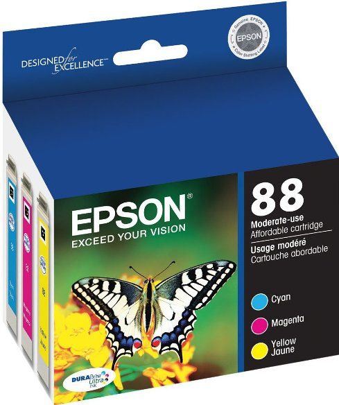 Epson T088520 Multipack model 88 Print cartridge, Print cartridge Consumable Type, Ink-jet Printing Technology, Yellow, cyan, magenta Color, Epson DURABrite Ultra Cartridge Features, New Genuine Original OEM Epson (T088520 T-088520 T 088520 T088 520 T088-520)