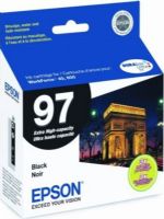 Epson T097120 model 97 Extra-High Capacity Ink Cartridge, Ink-jet Printing Technology, Black Color, Extra High Capacity Cartridge Yield, 450 Pages Page-Yield, New Genuine Original OEM Epson, For use with Epson Workforce 600 & 40 model printers (T097120 T097-120 T097 120 T-097120 T 097120) 