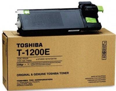 Toshiba T-1200E Black Toner Cartridge for use with Toshiba e-Studio 120 and 150 Printers, Approx. 6500 pages @ 5% average coverage, New Genuine Original OEM Toshiba Brand (T1200E T 1200E T1200)