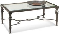 Bassett Mirror T1210-100EC Lido Rectangular Cocktail Table, 30" Overall Depth - Front to Back, 19" Overall Height - Top to Bottom, 50" Overall Width - Side to Side, Traditional Style, Burnished Bronze, Finish on Metal, Wrought Iron Frame, Glass Top, Rectangular Shape, UPC 036155223735 (T1210100EC T1210-100EC T1210 100EC T1210100) 