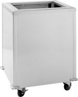 Delfield T-1216 Enclosed Mobile Tray Dispenser for 12" x 16" Trays, 14 gauge bottom for extra durability, Removable dispenser platform for easy cleaning, Field adjustable self-leveling mechanism for even dispensing, 1 Number of Compartments, Unheated Style, (4) 4" polyolefin swivel casters with brakes; corner bumpers, UPC 400012249914 (T-1216 T 1216 T1216) 