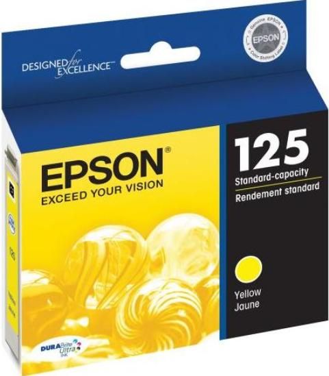 Epson T125420 model 125 Print cartridge, Print cartridge Consumable Type, Ink-jet Printing Technology, Yellow Color, New Genuine Original OEM Epson, For use with Stylus NX125, NX127, NX420, NX625 (T125420 T-125420 T 125420 T125-420 T125 420)