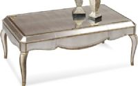 Bassett Mirror T1267-100EC Collette Rectangle Cocktail Table, 28" Overall Depth - Front to Back, 19" Overall Height - Top to Bottom, 48" Overall Width - Side to Side, Antiqued silvered scratch-resistant mirror panels, All major mirror panels are beveled, Rectangular shape, Beautiful cabriole legs with antique mirrors, Lovely antique gold finish, UPC 036155230061 (T1267100EC T1267-100EC T1267 100EC) 