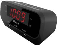 Timex T129B Dual Alarm Clock with USB Charging, Black, RediSet automatic clock setting, Dual alarms can be set for separate times, Large easy-to-read 0.9" LED display, 2 USB charging ports: 1A USB port for phones and 2.1A USB port for tablets, LED indicators for AM/PM and alarm set, 24-hour set and forget alarm with auto repeat and auto shutoff, UPC 758859206769 (T-129B T1-29B T129) 