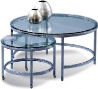 Bassett Mirror T1792-120C Patinoire Round Cocktail with Nesting Table, Round shape, 0.375'' Thick tinted scratch resistant glass top with polished bull nose edge, Meta, Glass Material, Silver Finish, All steel box sectioned base, Includes castered nesting table, Triple Plated Chrome finish, 34" Overall Depth - Front to Back, 18" Overall Height - Top to Bottom, 34" Overall Width - Side to Side, UPC 036155261355 (T1792120C T1792-120C T1792 120C) 