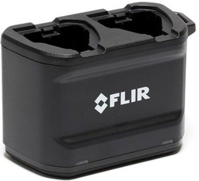 FLIR T199610 Battery Charger for T530 and T540 Series Cameras; External charger for two T5xx batteries; Fits with T530 and T540 Professional Thermal Cameras; 12 VDC Input Power; Requires the Power Supply for Battery Charger, T911633ACC (Sold separately); Dimensions: 5.7 x 2.9 x 3.8 in.; Weight: 0.5 pounds; UPC: 845188014780 (FLIRT199610 FLIR T199610 BATTERY CHARGER)