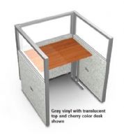OFM T1X1-4736-P Rize Series Privacy Station - 1x1 Configuration with Translucent Top 47" H Panel - 3' W Desk, Vinyl panel with translucent top, Wide variety of configuration options, 2" thick steel frame for sturdiness and stability, Vinyl cover makes it easy to keep clean, Quick and Easy replaceable parts, Sturdy 1.75" adjustable floor leveling glides, 2" Square posts install in seconds, Two-way, three-way and four-way panel connections (T1X1-4736-P T1X1 4736 P T1X14736P) 