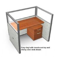 OFM T1X1-4748-P Rize Series Privacy Station - 1x1 Configuration with Translucent Top 47" H Panel - 4' W Desk, Vinyl panel with translucent top, Wide variety of configuration options, 2" thick steel frame for sturdiness and stability, Vinyl cover makes it easy to keep clean, Quick and Easy replaceable parts, Sturdy 1.75" adjustable floor leveling glides, 2" Square posts install in seconds, Two-way, three-way and four-way panel connections (T1X1-4748-P T1X1 4748 P T1X14748P) 